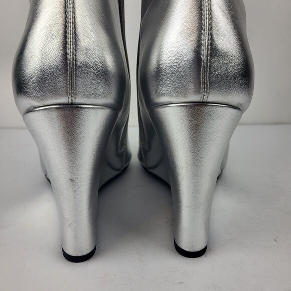 Open Edit Women's Erik Knee High Wedge Boots Size 10 Silver Metallic - Picture 7 of 16